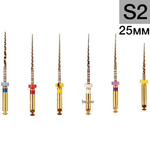 Gold-Taper S2, 25мм (6шт.)-машинный инструмент для обработки корневых каналов, Геософт 1231913871 - фото 447482