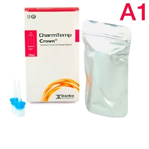 CharmTemp Crown цв.A1 50мл (76г, 10 насадок 1:1)-самоотверждаемый материал для временных коронок и мостов, DentKist 1231913071 - фото 449785