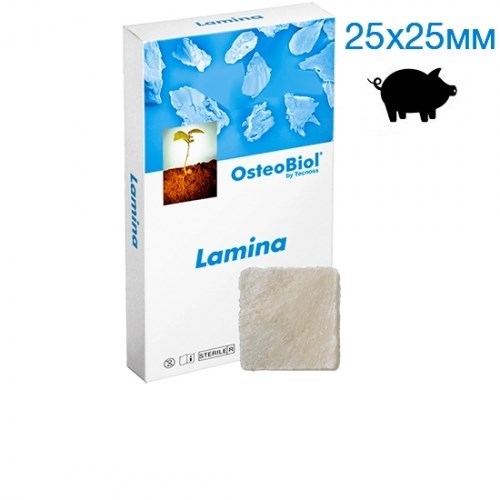 Osteobiol Soft Cortical Lamina (свиной) 25х25мм (0,4-0,6мм)-тонкая высушенная кортикал.пластина с коллагеном LS25FS 1231913511 - фото 451142