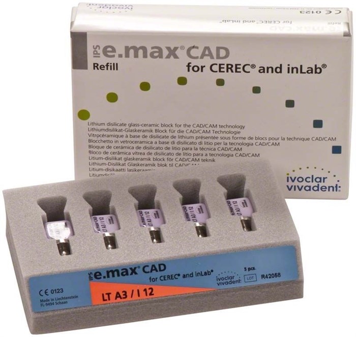 Блоки Ivoclar Vivadent IPS emax CAD CEREC/inLab LT A1 I12 5 шт 605318 - фото 474343