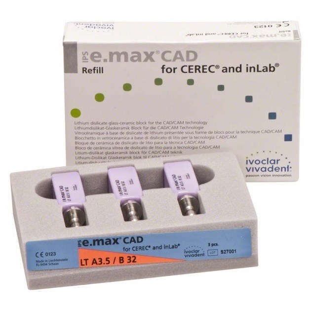 Блоки Ivoclar Vivadent IPS emax CAD CEREC/inLab LT BL2 B32 3 шт 648225 - фото 474583