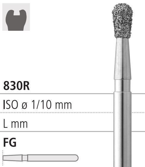 Боры стоматологические алмазные FG 830R/014, зеленый, 6шт. ISO код 314237534014., арт: FG219N/6 C FG219N/6C - фото 501090