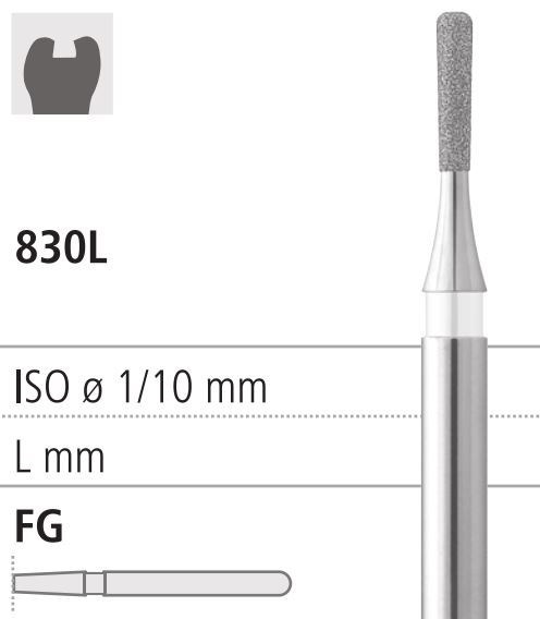 Боры стоматологические алмазные FG 830L/009, белый, 6шт. ISO код 314236514009., арт: FG3224/6 FG3224/6 - фото 501323