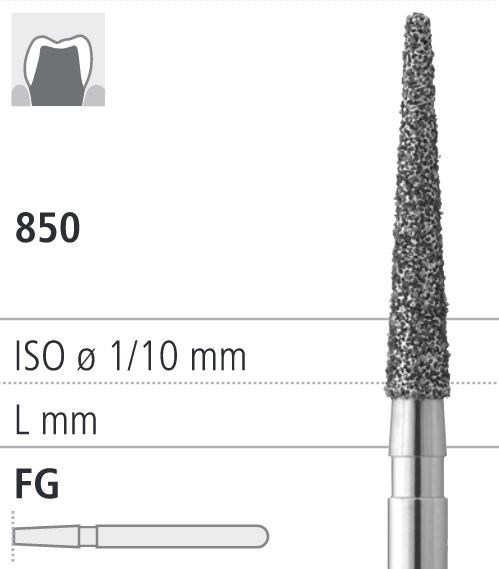 Боры стоматологические алмазные FG 850/018, 6шт. ISO код 314199524018, арт: FG236/6 FG236/6 - фото 501340