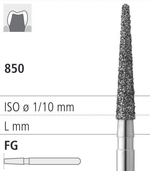 Боры стоматологические алмазные FG 850/016, 6шт. ISO код 314199524016, арт: FGD6/6 FGD6/6 - фото 501439