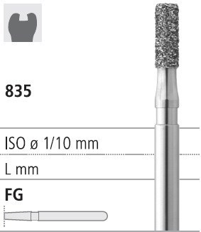Боры стоматологические алмазные FG 835/015, черный, 6шт. ISO код 314109544015, арт: FG204/6 CB FG204/6CB - фото 502748