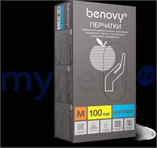 Перчатки нитриловые неопудренные нестерильные смотровые, цвета:  голубой, размеры: M, уп. 100 пар, 86380 86380