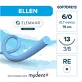 Шовный материал ELLEN 6/0 (12 шт, 75 см, 3/8, 13 мм, колющая с квадратным телом) 60P7DRE13 - фото 530022